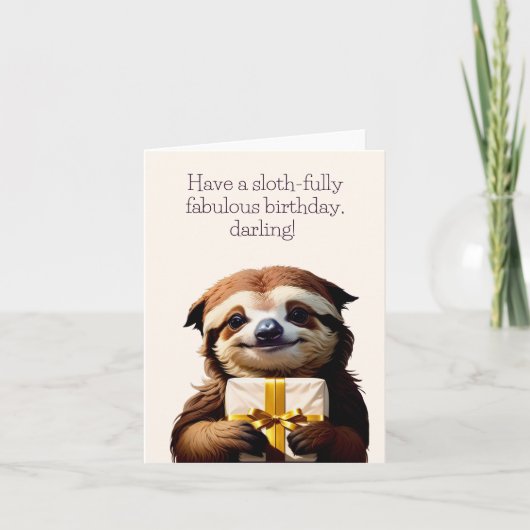 Sloth Funny Birthday Kaart (Voorkant)