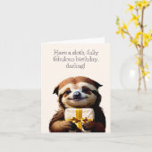Sloth Funny Birthday Kaart (Gele Bloem)