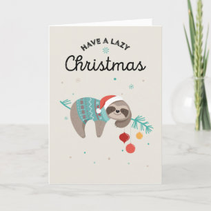 Sloth Funny Lazy kerstkaart Feestdagen Kaart