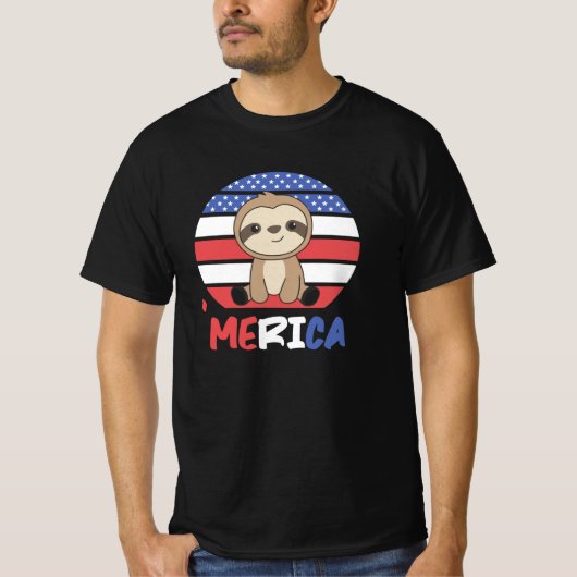 Sloth Funny Sloth 4 juli Amerikaans T-shirt (Voorkant)