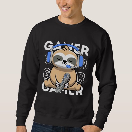 Sloth Gamer Cute Sloth Playing Video Games Boys Ki Trui (Voorkant)