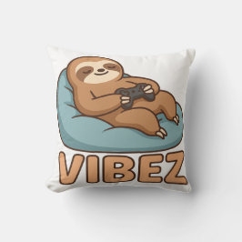Sloth Gamer Vibes Pillow – Chill Bean Bag Controll Kussen