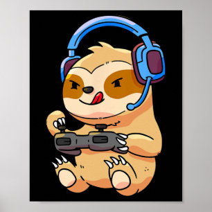 Sloth Gaming luiaards Videogame Gift Poster