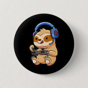 Sloth Gaming luiaards Videogame Gift Ronde Button 5,7 Cm