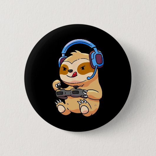 Sloth Gaming luiaards Videogame Gift Ronde Button 5,7 Cm (Voorkant)