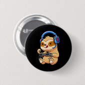 Sloth Gaming luiaards Videogame Gift Ronde Button 5,7 Cm (Voorkant /achterkant)