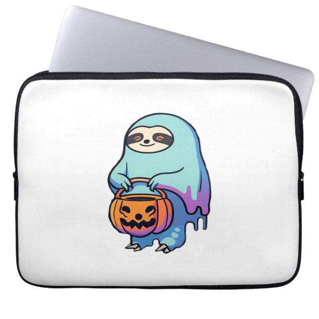 Sloth Ghost Halloween Oversized T-shirt Laptop Sleeve (Voorkant)