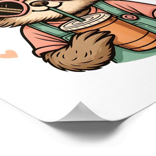 Sloth Girl Koffieliefhebber Poster (Hoek)