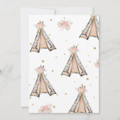 Sloth Girl Teepee Floral Sleepover Party Invite Kaart (Achterkant)