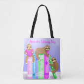 Sloth Girl's Reading Library Bag op maat Tote Bag (Voorkant)