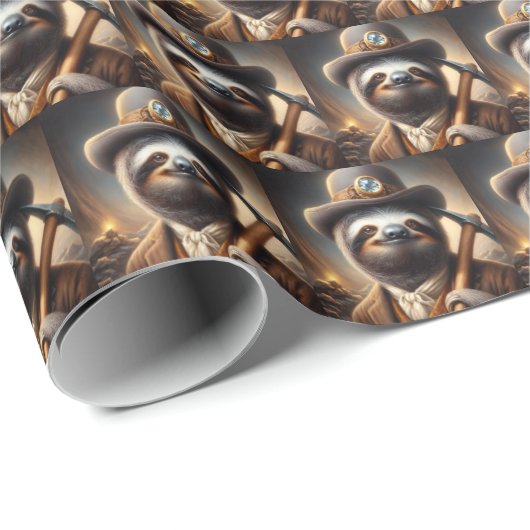 Sloth Gold Miner Cadeaupapier (Rol Hoek)