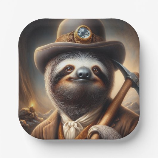 Sloth Gold Miner Papieren Bordje (Voorkant)