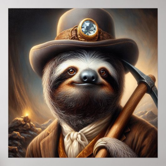 Sloth Gold Miner Poster (Voorkant)