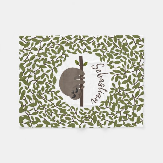 Sloth Greenery Fleece Blanket (Voorkant (Horizontaal))