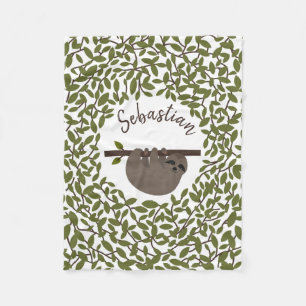 Sloth Greenery Fleece Blanket