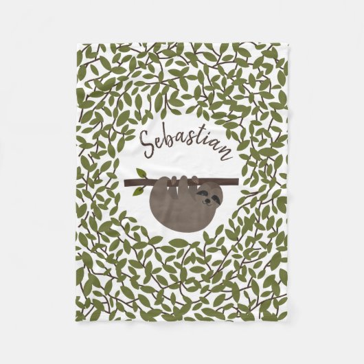 Sloth Greenery Fleece Blanket Deken (Voorkant)