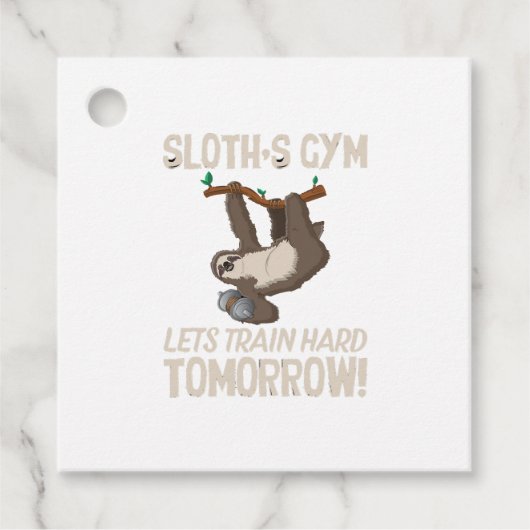 Sloth gym Laat hard trainen Morgen Bedankjes Labels (Voorkant)
