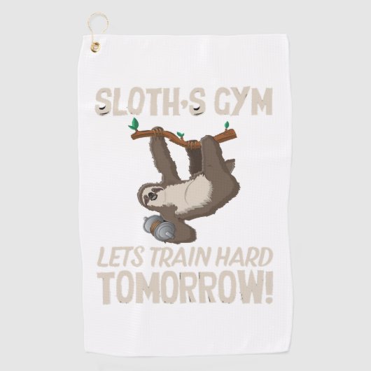 Sloth gym Laat hard trainen Morgen Golfhanddoek (Voorkant)
