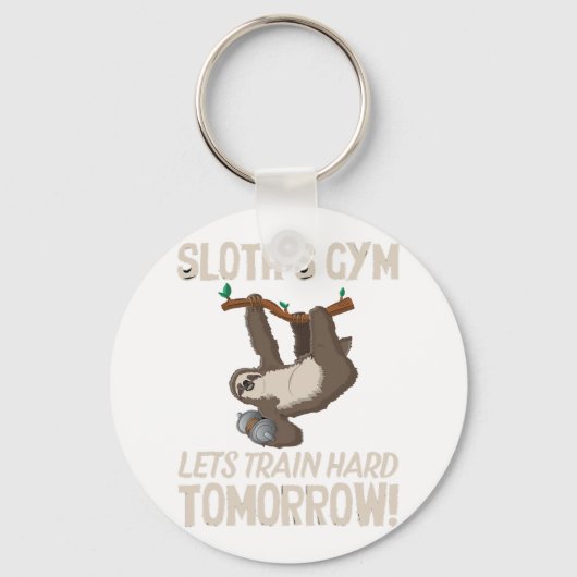 Sloth gym Laat hard trainen Morgen Sleutelhanger (Voorkant)