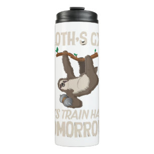 Sloth gym Laat hard trainen Morgen Thermosbeker
