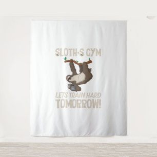Sloth gym Laat hard trainen Morgen Wandkleed
