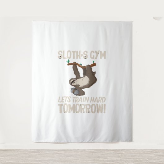 Sloth gym Laat hard trainen Morgen Wandkleed (Voorkant)