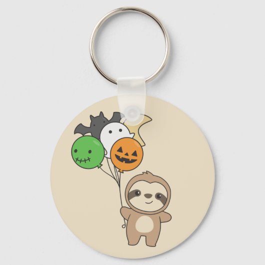 Sloth Halloween ballonnen Kinder Cute Animals Keyc Sleutelhanger (Voorkant)