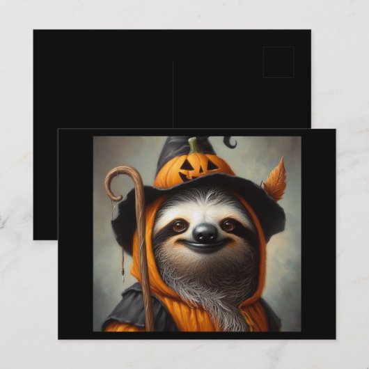 Sloth Halloween Briefkaart (Voorkant / Achterkant)