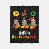 Sloth Halloween Christmas Happy Hallothanksmas Tha Fleece Deken (Voorkant)