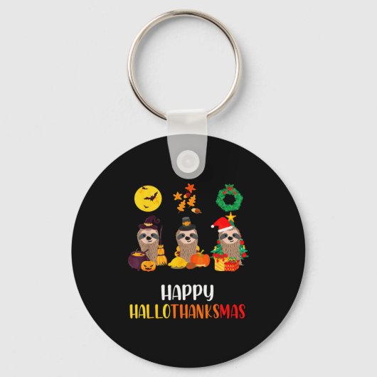 Sloth Halloween Christmas Happy Hallothanksmas Tha Sleutelhanger (Voorkant)