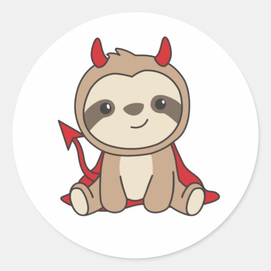 Sloth Halloween Cute Devil Witch Costume Classic R Ronde Sticker (Voorkant)