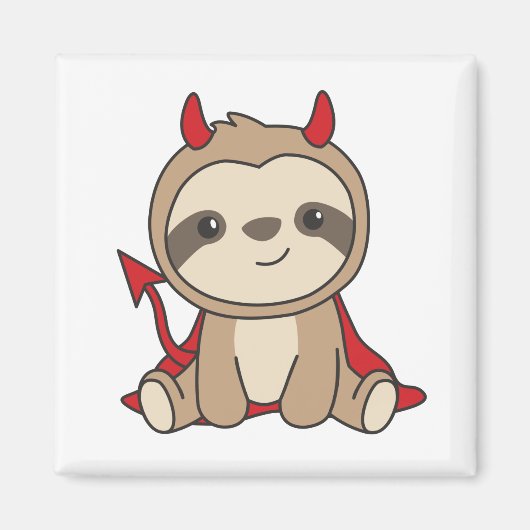 Sloth Halloween Cute Devil Witch Costume Magneet (Voorkant)