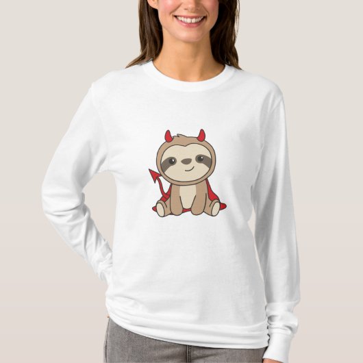 Sloth Halloween Cute Devil Witch Costume T-shirt (Voorkant)