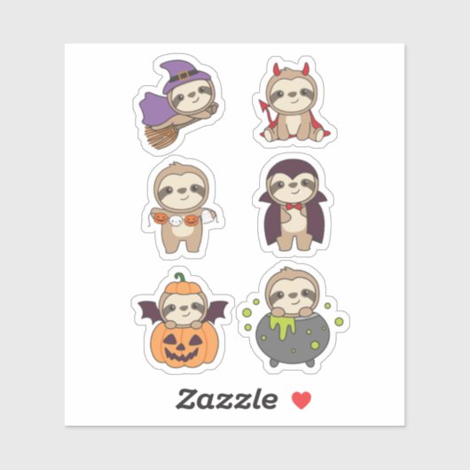 Sloth Halloween Devil Pumpkin Vampire Costume Sticker (Vel)