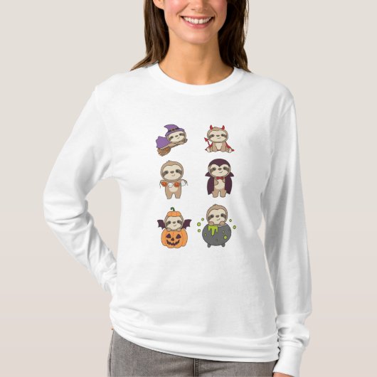 Sloth Halloween Devil Pumpkin Vampire Costume T-shirt (Voorkant)