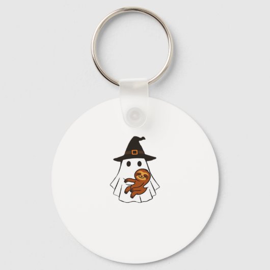 Sloth Halloween Ghost Witch Hat Animal Lovers Boys Sleutelhanger (Voorkant)