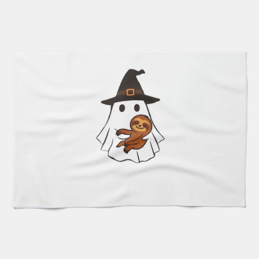 Sloth Halloween Ghost Witch Hat Animal Lovers Boys Theedoek (Horizontaal)