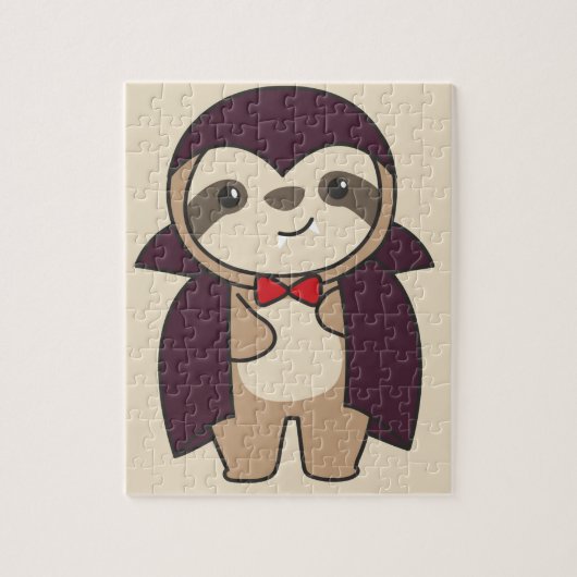 Sloth Halloween Leuke Duivel Vampier Kostuum Jigsa Legpuzzel (Verticaal)