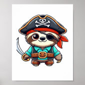 Sloth Halloween Pirate Kinder Vrouwen Mannen Sloth Poster (Voorkant)