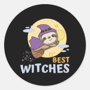 Sloth Halloween Witch Kids Witches Best Witches Ronde Sticker