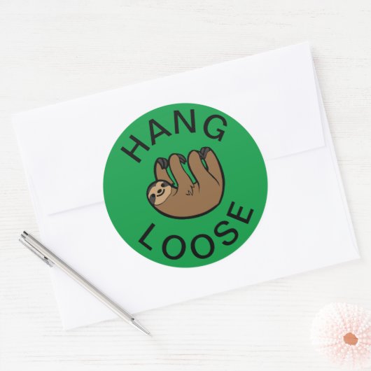 Sloth Hang Loose Ronde Sticker (Envelop)