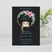 Sloth Hanging Krans Flower Baby shower Kaart (Staand voorkant)