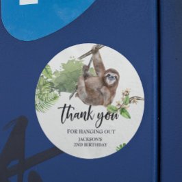 Sloth Hanging Oerwoud Dank u hartelijk voor uw kom Ronde Sticker