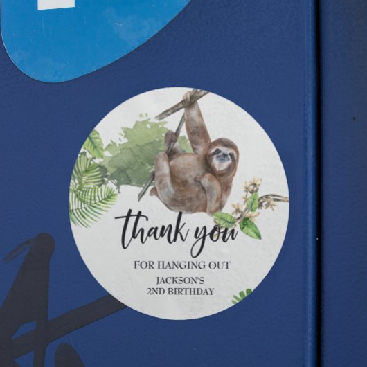 Sloth Hanging Oerwoud Dank u hartelijk voor uw kom Ronde Sticker