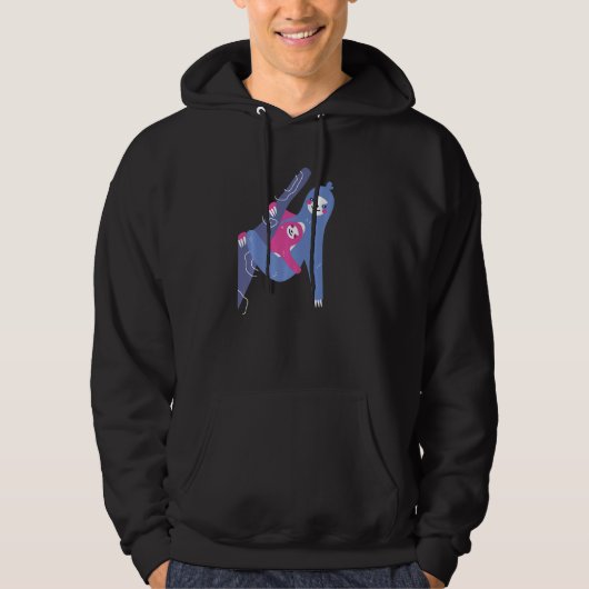 Sloth Hanging with Baby on the Tree Branch  Sloth Hoodie (Voorkant)