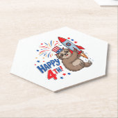 Sloth Happy 4th Rocket Fireworks Nederland Kartonnen Onderzetters (Schuin)