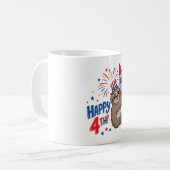 Sloth Happy 4th Rocket Fireworks Nederland Koffiemok (Voorkant links)