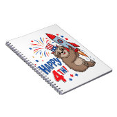 Sloth Happy 4th Rocket Fireworks USA Notitieboek (Rechterzijde)