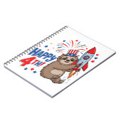 Sloth Happy 4th Rocket Fireworks USA Notitieboek (Linkerzijde)
