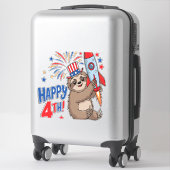 Sloth Happy 4th Rocket Fireworks USA Sticker (Koffer)